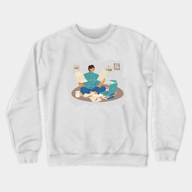 Studying at home- doing homework Crewneck Sweatshirt by MeriemBz